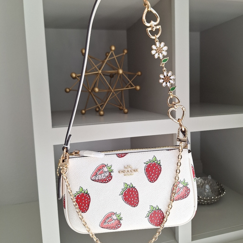NWT Coach Nolita 19 Leather Shoulder Bag With Strawberry Print CAL25 - Picture 6 of 13